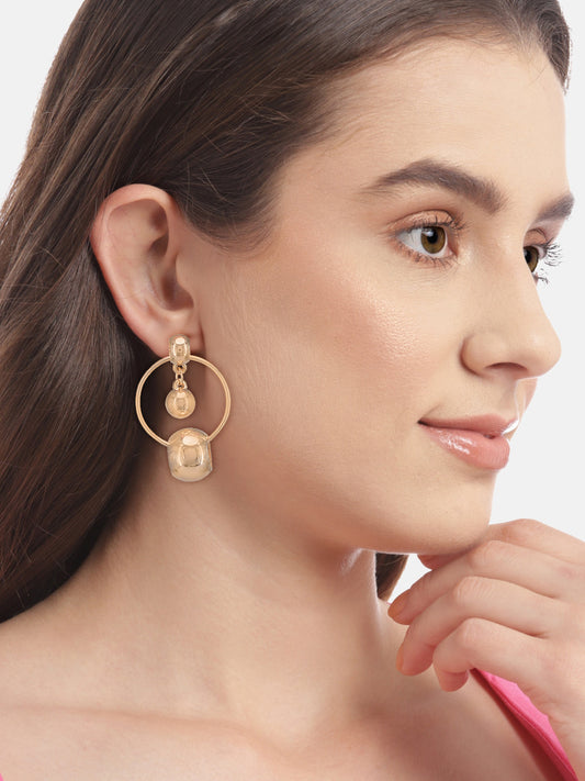 Rose Gold-Plated Stainless Steel Circular Drop Earrings