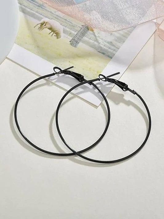 Black Large Circular Hoop Earrings