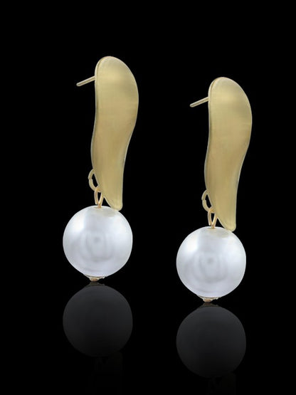 Gold Plated Faux Pearl Drop Earrings