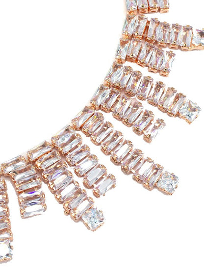 Rose Gold Plated Cubic Zirconia Studded Jewellery Set