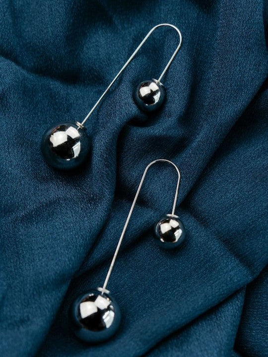 Silver Plated Artificial Beaded Quirky Drop Earrings