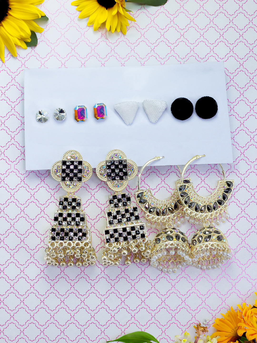 Pack of 6 Gold Plated Jhumka and Studs Earrings