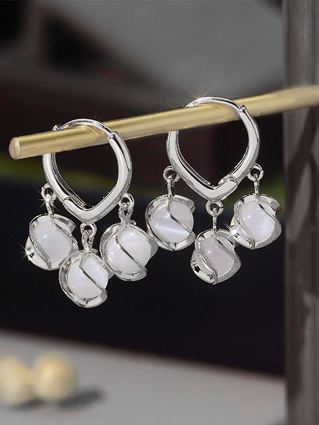 Silver Plated Contemporary Hoop Trendy Earrings