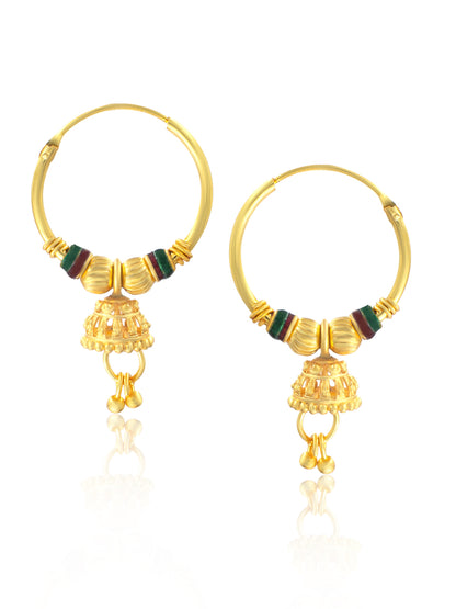 Gold-Plated Dome Shaped Hoop Earrings