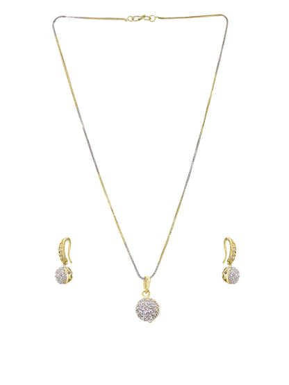 Gold Plated Ball American Diamond Pendant Set