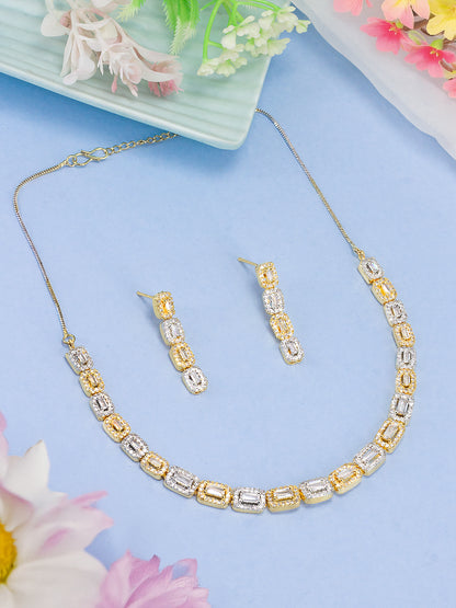 Gold Plated American Diamond Studded Jewellery Set