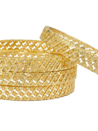 Set of 4 Gold Plated Floral Bangles