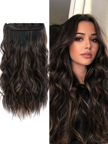 Curly Wavy 5 Clip-In Hair Extension - Natural Golden & Brown