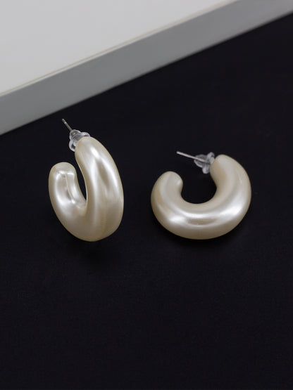 White Half Hoop Earrings