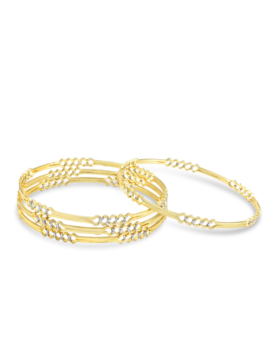 Set Of 4 Gold-Plated Stone Studded Bangles