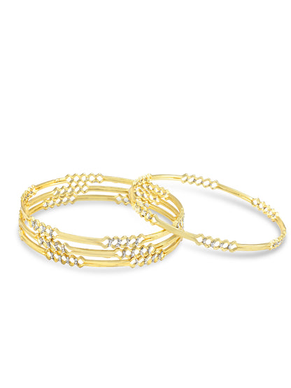 Set Of 4 Gold-Plated Stone Studded Bangles