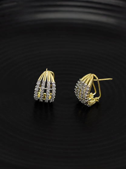 Gold Plated American Diamond Studded Stud Earrings