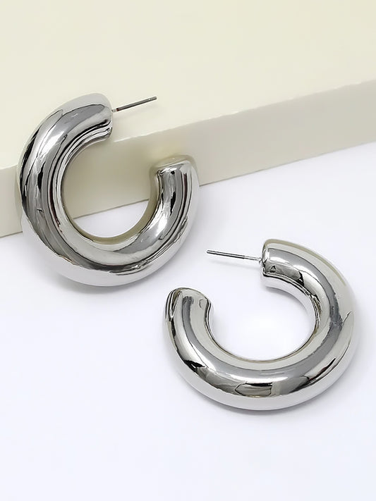 Silver Plated Half Hoop Earrings