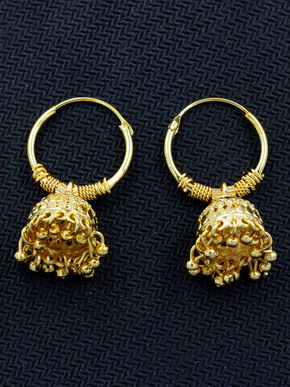 Gold-Plated Circular Hoop Jhumki Earrings