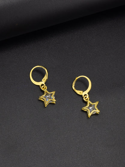 Gold Plated Star Drop Earrings