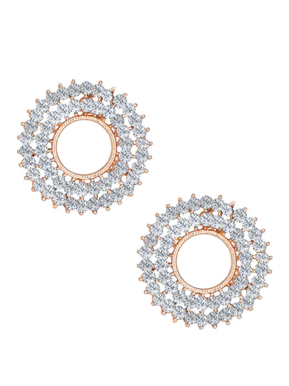 Set of 5 Rose Gold Hoops & Studs Earrings