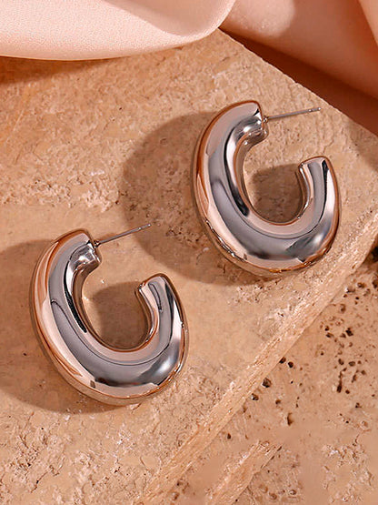 Silver Gold Plated Half Hoop Earrings For Women