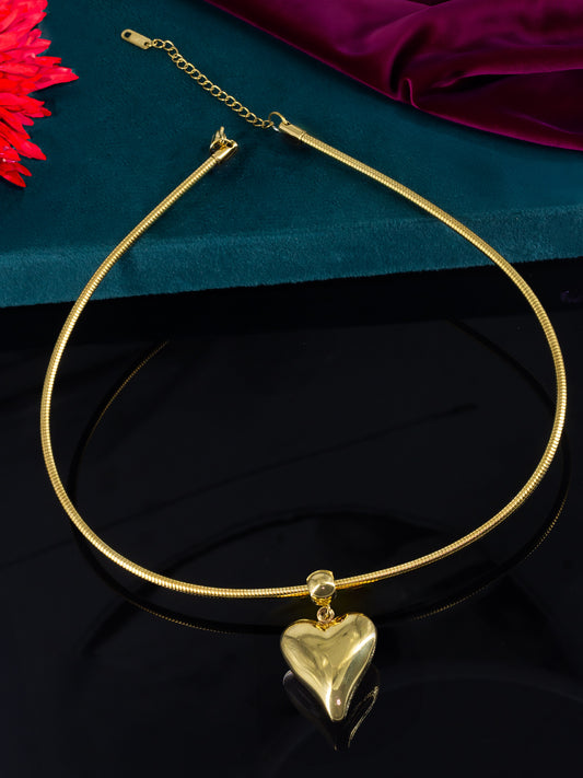 Stainless Steel Heart Hasli Choker Necklace | Trendy Anti Tarnish Gold Plated Choker Necklace