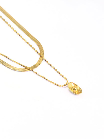 Double Layered Oval Chain Necklace | Trendy Anti Tarnish Heart Chain Necklace