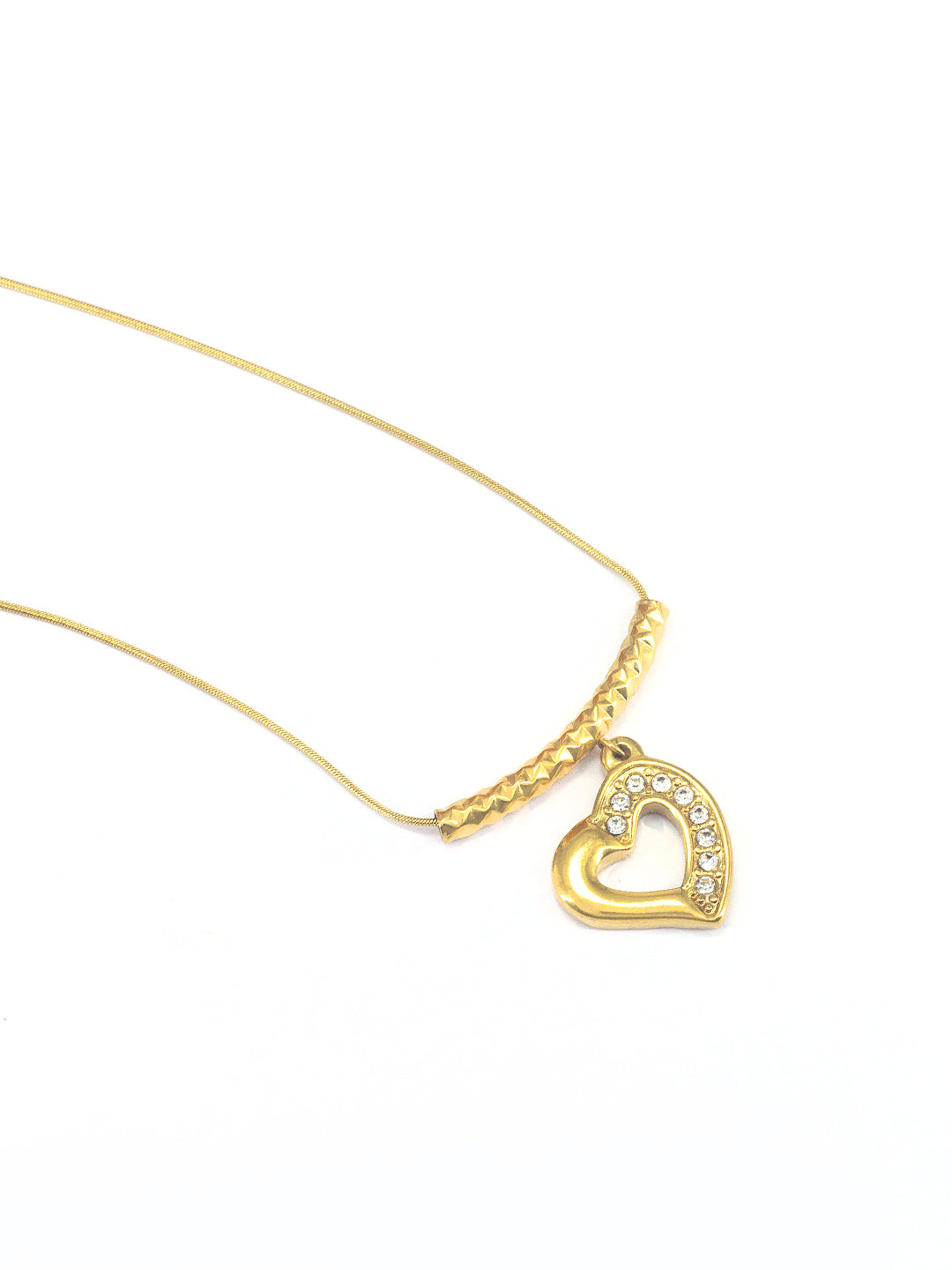 AD Heart Chain Necklace | Trendy Gold-Plated Stainless-Steel Chain Necklace