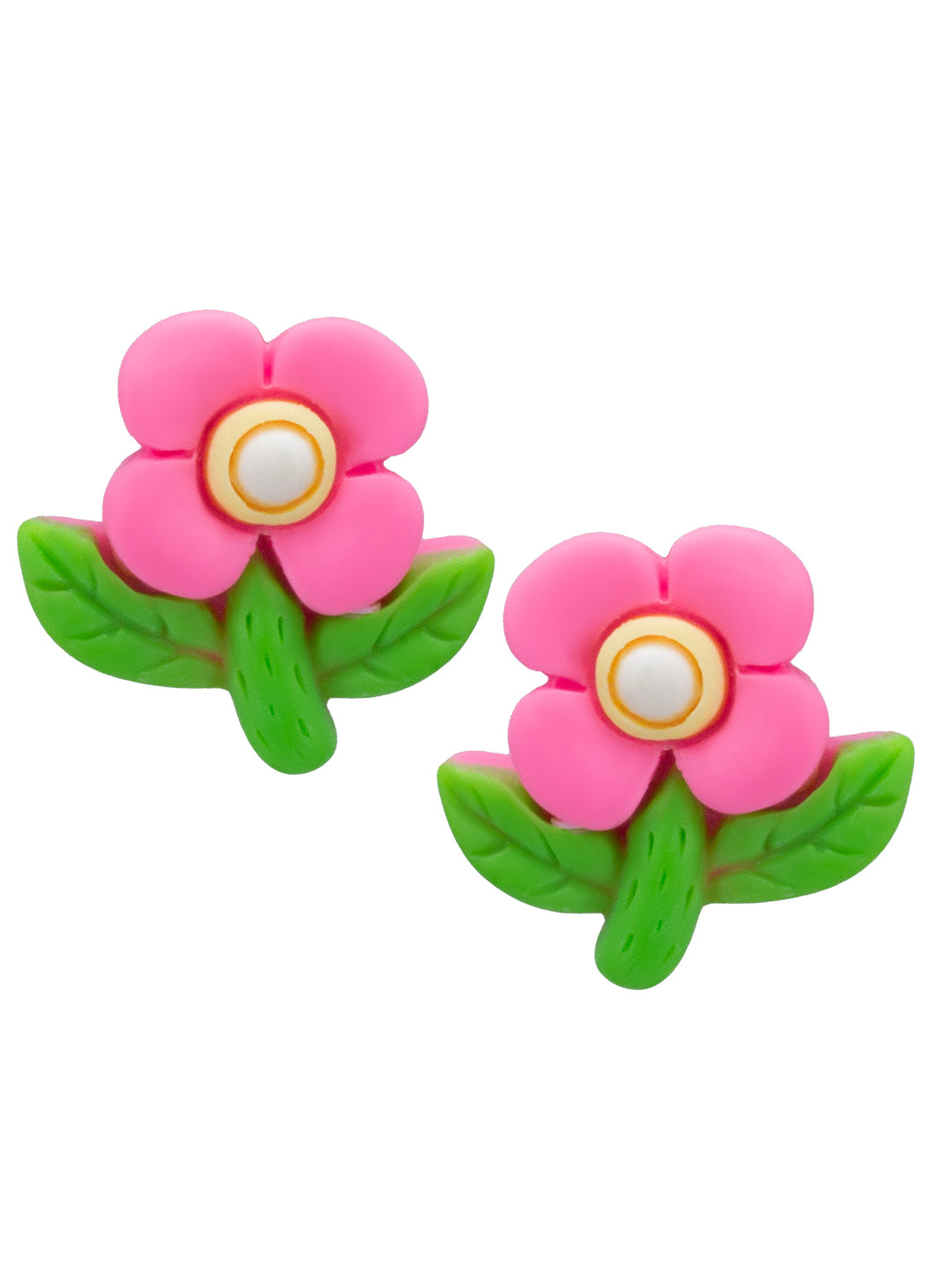 Pink Metal Floral Studs Earrings