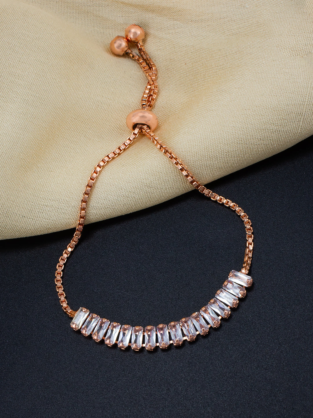 Rose Gold Plated CZ Studded Wrap Bracelet