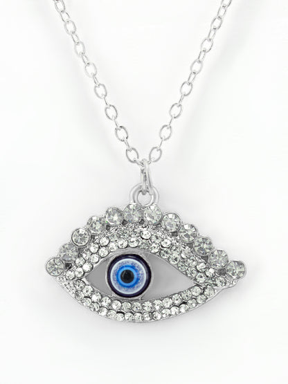 Silver Evil Eye Pendant with Chain