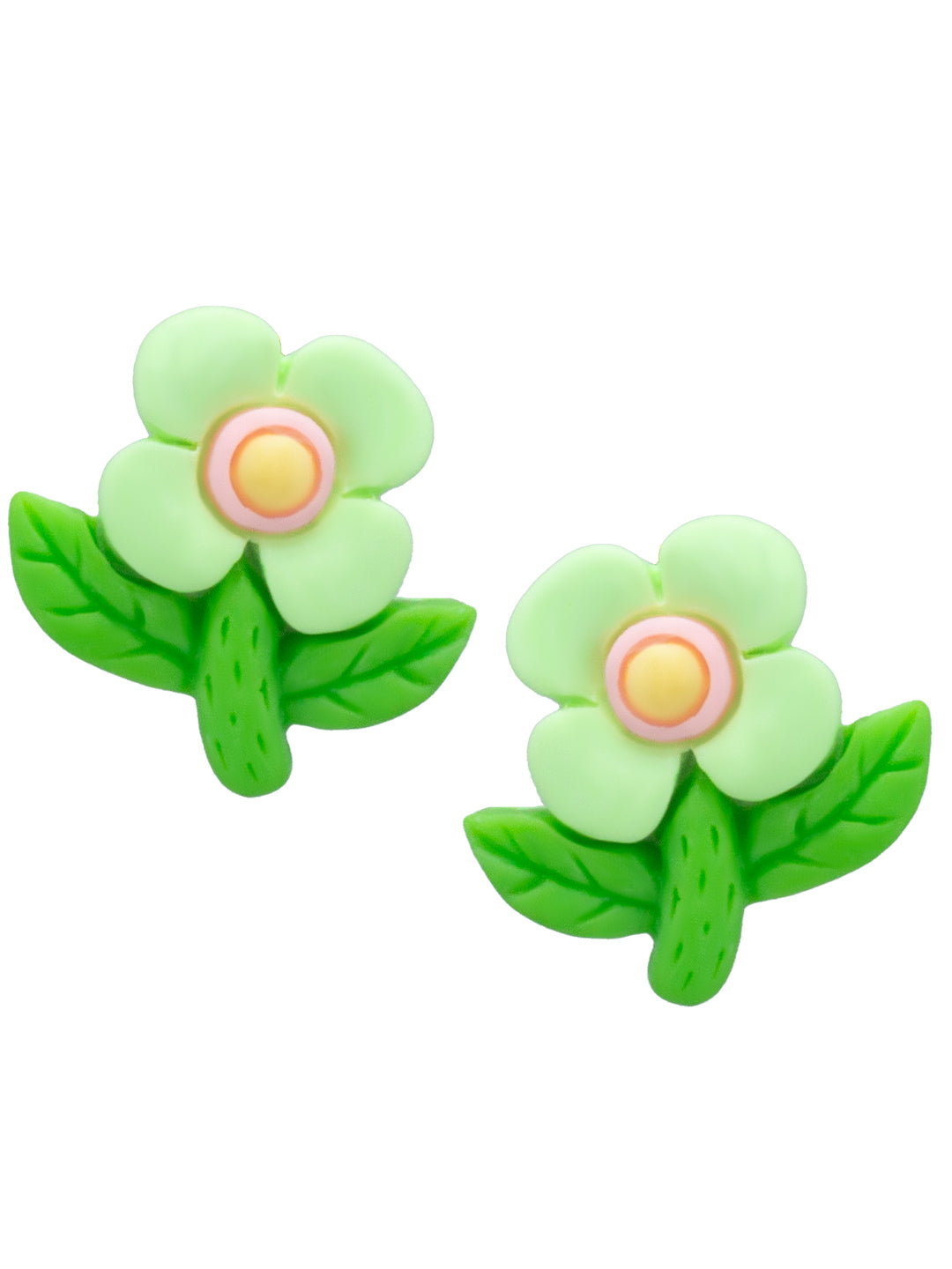 Green Metal Floral Studs Earrings