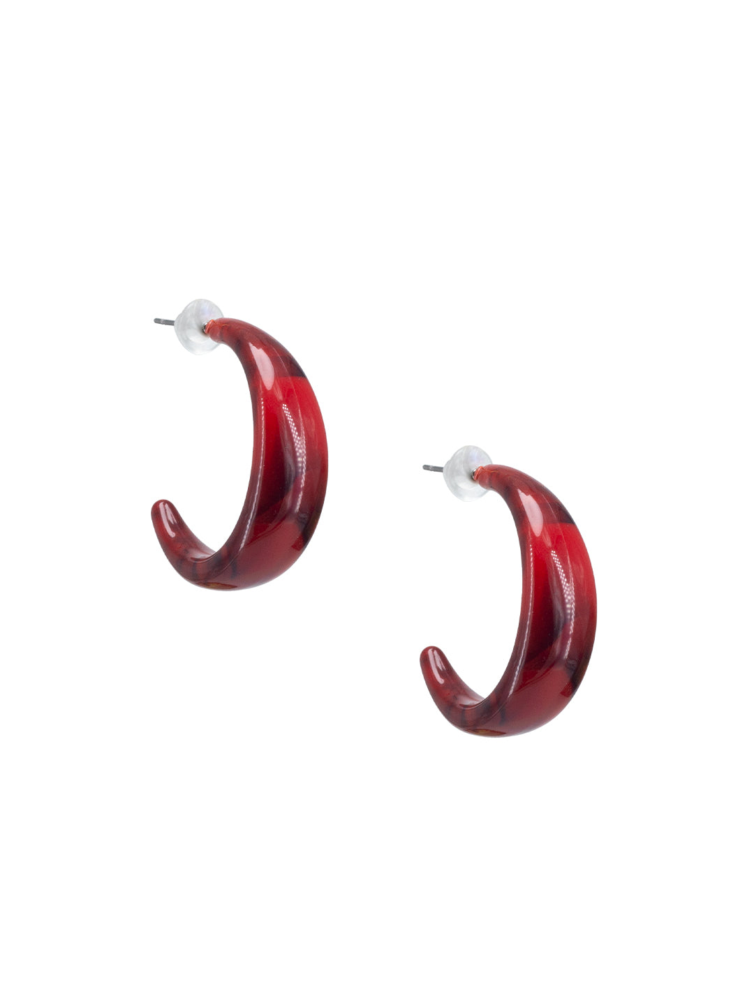 Red Half Hoop Earrings