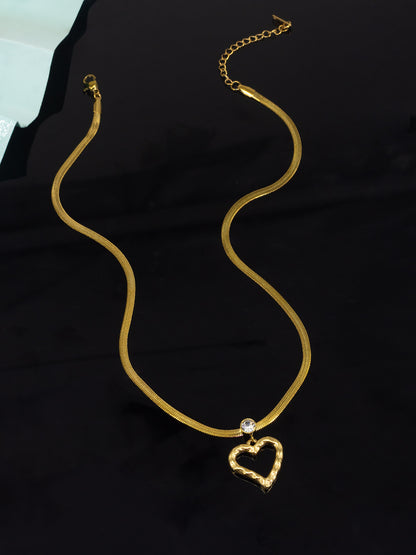 AD Heart Stainless Steel Chain Necklace | Trendy Gold-Plated Anti Tarnish Chain Necklace