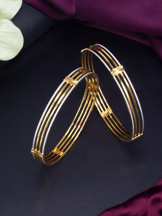 Gold Plated Modern Minimal Bangle Pair