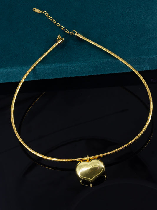 Stainless Steel Heart Hasli Choker Necklace | Trendy Anti Tarnish Gold Plated Choker Necklace