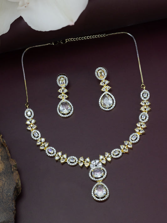 Gold Plated American Diamond Jewellery Set