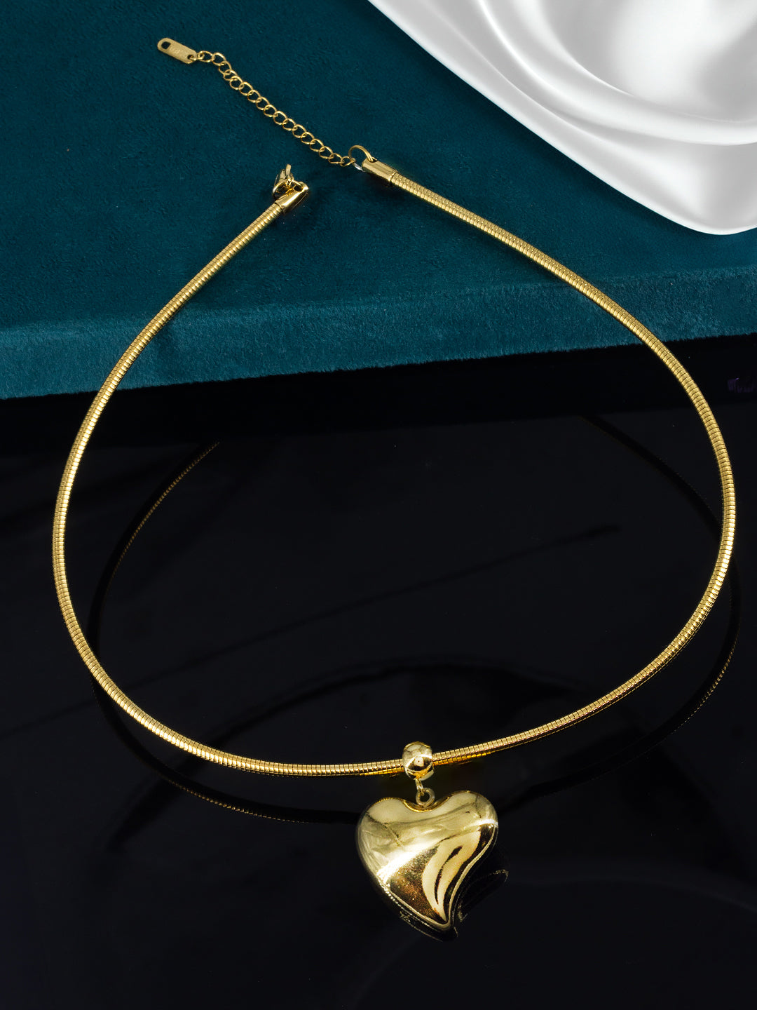 Stainless Steel Heart Hasli Choker Necklace | Trendy Anti Tarnish Gold Plated Choker Necklace