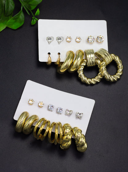 Pack of 12 Gold Plated Hoop, Dangle & Studs Earrings