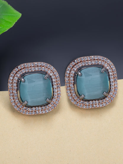 Antique Victorian Polish Blue AD Stud Earrings