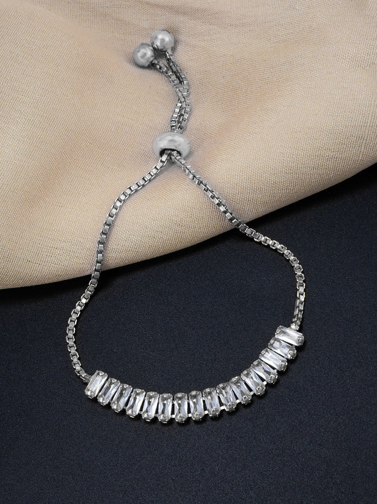 Silver Plated CZ Studded Wrap Bracelet