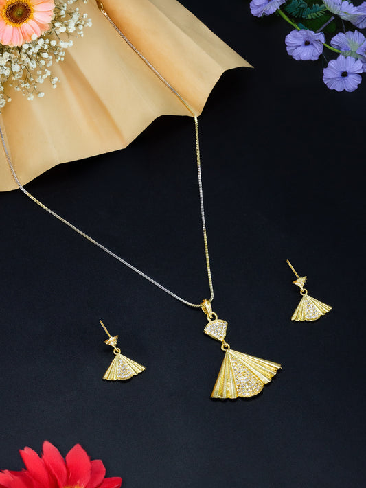 Gold Plated American Diamond Studded Pendant Set