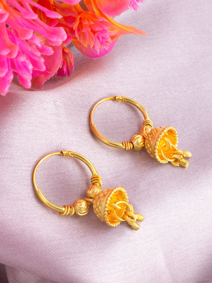 Gold-Plated Dome Shaped Hoop Earrings