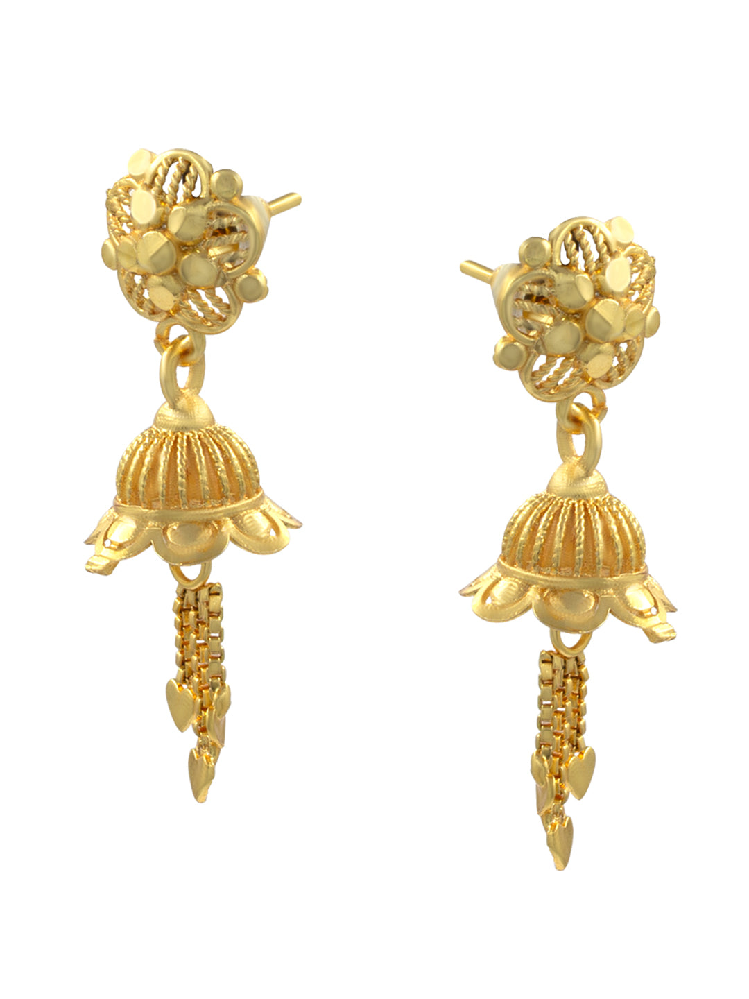 Gold Plated Floral Jhumki Drop Earrings