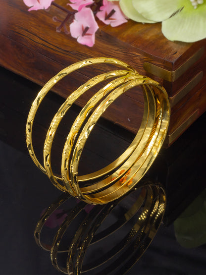 Set of 4 Gold Plated Minimal Bangles