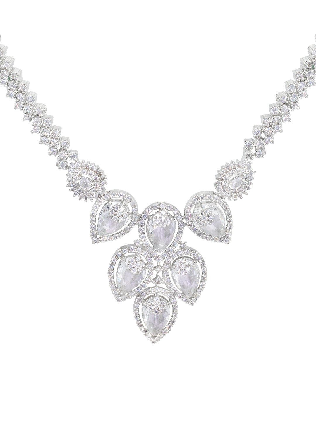 Rhodium Plated American Diamond Jewellery Set