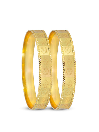 Gold Plated Floral Bangle Pair