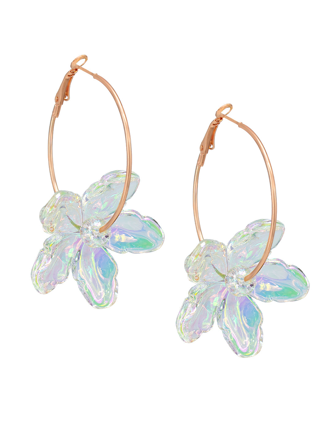 Rose Gold Plated Floral Hoop Earring