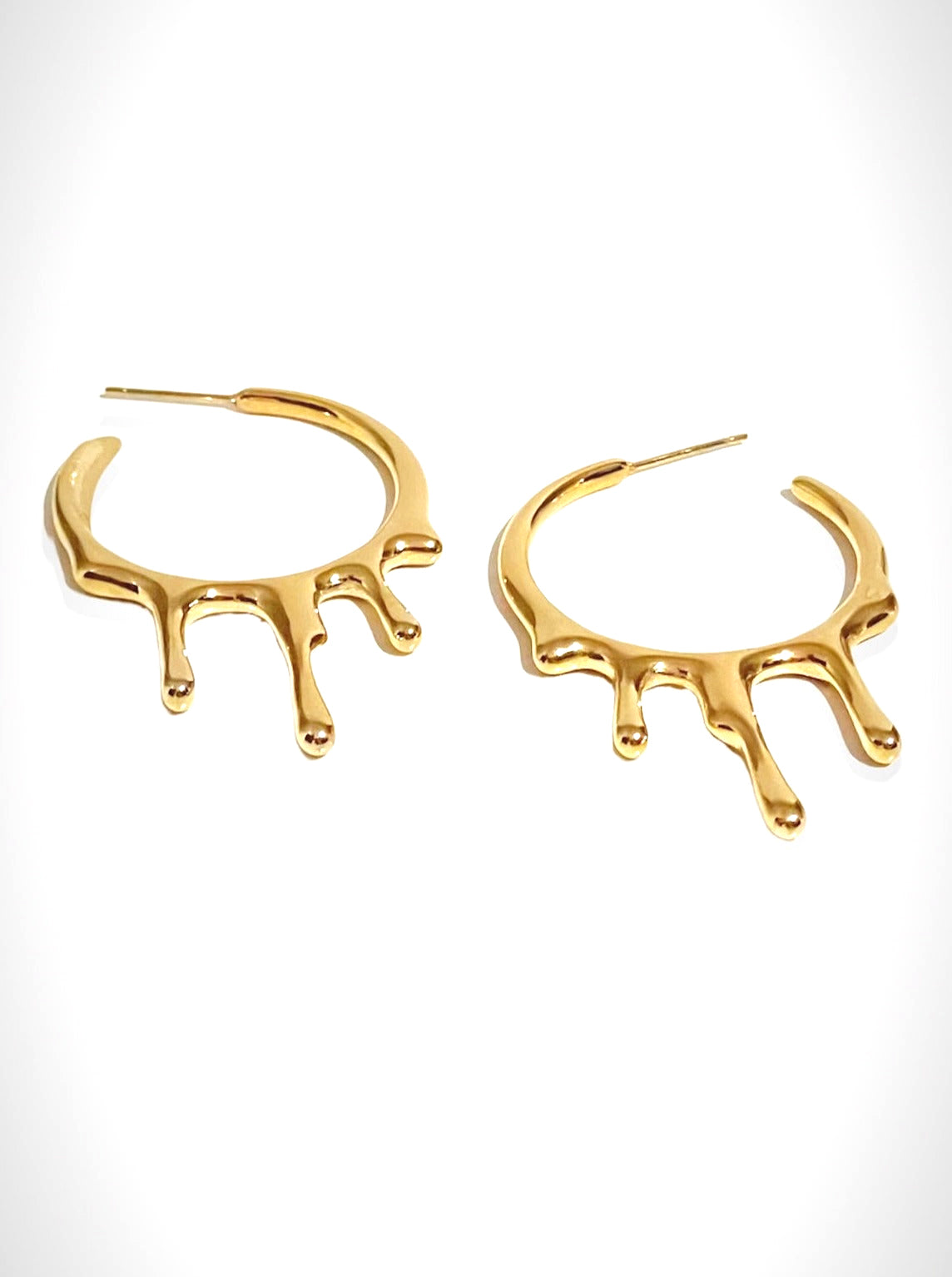 Gold Plated Drip Half Hoop Trendy Earrings