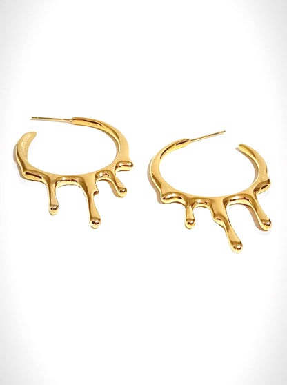 Gold Plated Drip Half Hoop Trendy Earrings