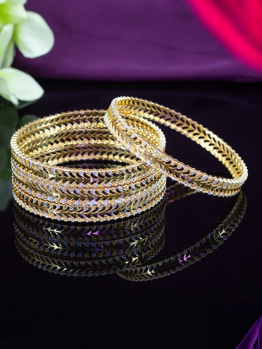 Set of 4 Gold Plated Leaf Design Bangles