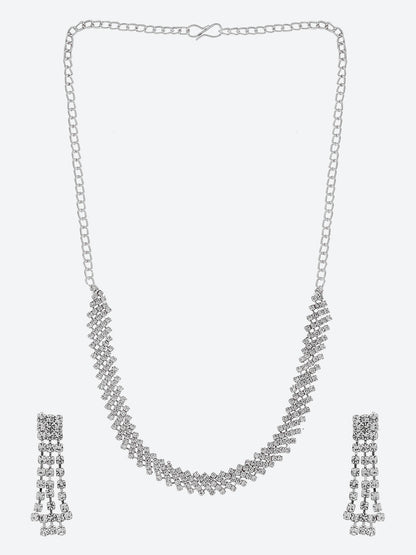 Silver Plated CZ Studded Jewellery Set