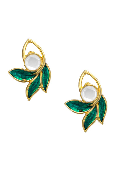 Gold Plated Green Leaf Shaped Jewellery Set