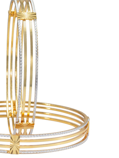 Gold Plated Modern Minimal Bangle Pair